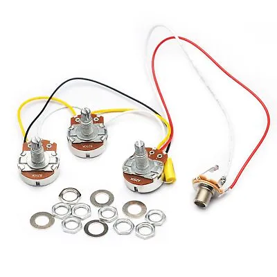 Bass Wiring Harness Prewired Kit 250K Big Pots 2 Volume 1 Tone For Jazz Bass ... • $14.60