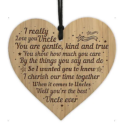 Uncle Gifts Novelty Uncle Birthday Christmas Gift Engraved Heart Poem Gift • £4.99