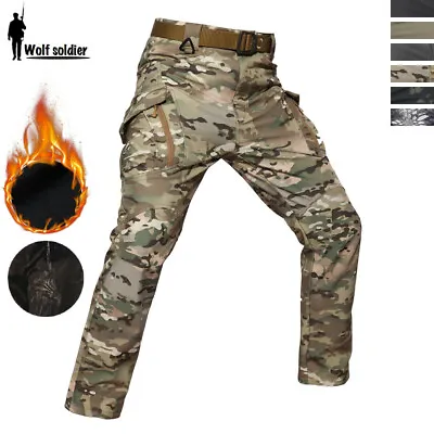 Waterproof Men's Tactical Pants Soft Shell Cargo Combat Fleece Casual Trousers • $42.74