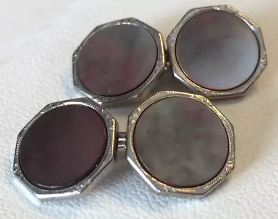 Swank Cuff Links Mother Of Pearl Abalone Octagon Shaped MOP Signed Pair Vintage • $14.99