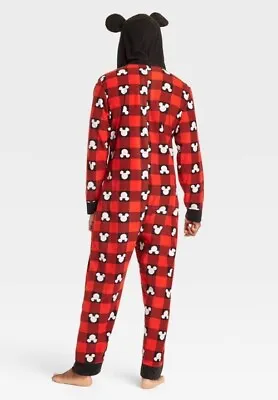 New! Men's Disney 100 Mickey Mouse Matching Family Union Suit Hooded - Red M • $25