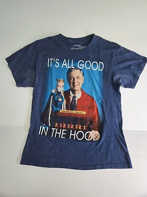 Mr. Rogers Shirt M Men's Navy Blue Short Sleeve It's All Good In The Hood • $9.49