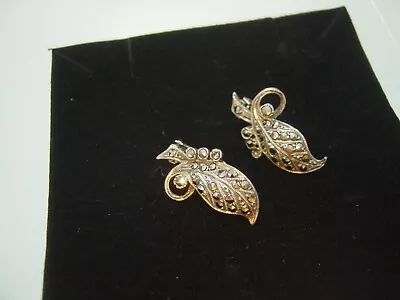 Stunning Solid Silver Sparkly Marcasite Cip On Earings Best Quality Old &cleaned • £25