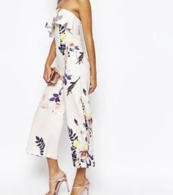 $25 • Buy ASOS Cotton Blend Pastel Floral Jumpsuit Size 16