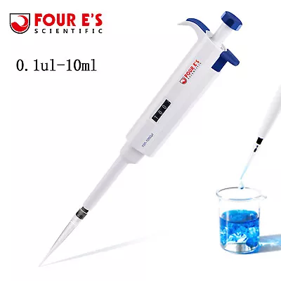 $29.99 • Buy Four E's 0.1ul-10ml Lab Micropipette Volume Pipette Single Channel Adjustable US