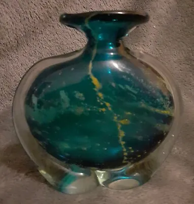 Mdina Flat Walled Glass Vase Designed By Michael Harris C1970s • £45