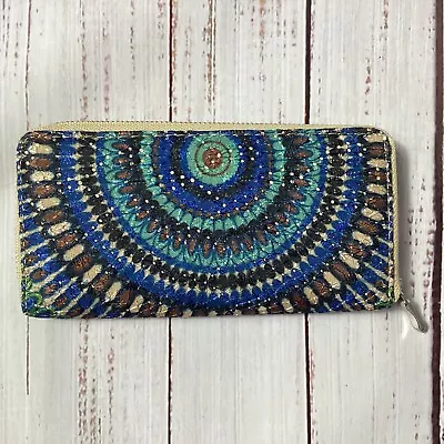 Women's Blue Zip Around Clutch Wallet NEW • $75