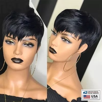 Pixie Human Hair Black Short Cuts Wigs Brazilian Women Hairstyles Natural Wigs • $12.32