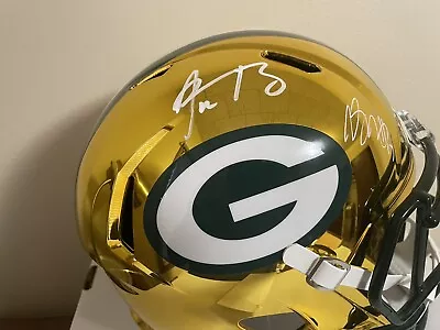 Aaron Rodgers & Davante Adams Autographed GB Packers Chrome Full Size Helmet • $750