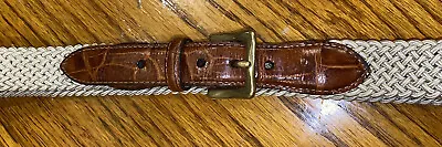 Martin Dingman Men’s 42 Braid Stretch Belt Leather Brass Sand • $38.50