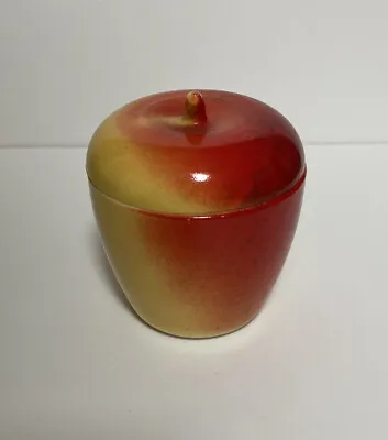 Hazel Atlas Apple Jar With Lid Milk Glass Jelly Jam Yellow And Red 2 Pieces • $12