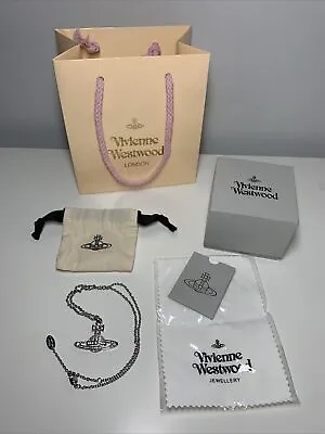 Vivienne Westwood Mini Bas Relief Pendant Silver Tone Necklace • $62.10