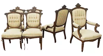 Antique Chairs Dining (6) American Victorian  Button-Tufted Neutral  1800s • $999