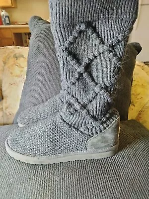 UGG Shoes Women's 9 Australia Classic Argyle Knit Boots Dark Gray 5879 • $44.95