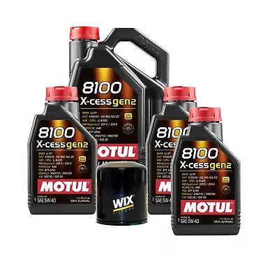 8L Motul 8100 X-CESS GEN2 5W-40 Wix Filter Motor Oil Change Kit API SN • $102.95