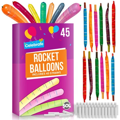 £2.49 • Buy 15-90 Rocket Balloons And Pipes Striped Noisy Birthday Party Bag Filler Kids Fun
