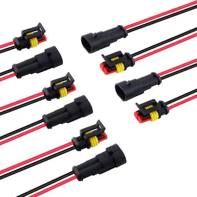 5 Kits 2 Pin Connector 18AWG Waterproof Wire Connector 1.0Mm² Quick Disconnect • $12.80