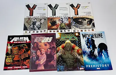 Comic Book Trade Paperback TPB Lot Wolverine Drax Y The Last Man Marvel Vertigo • $30