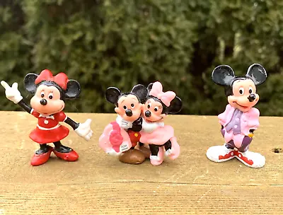 3 Vintage Disney Mickey Minnie Mouse Figurine Toys Valentine's Day Mickey Minnie • $12.50