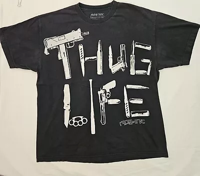 RARE!! MOB INC Thug Life Weapons Spell Out Tee Double Sided Graphic Men's XL • $70