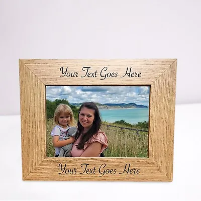 Personalised Wooden Photo Frame Custom Printed Any Text Wedding Anniversary Gift • £7.99