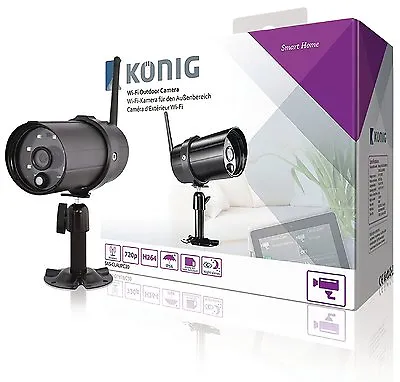 Outdoor Security Camera Konig 720P HD Smart Home IP WiFi Easy Setup • £75.23