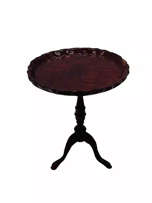Vintage Dollhouse Miniature BESPAQ PIE CRUST SIDE END TABLE In Mahogany • $43.99