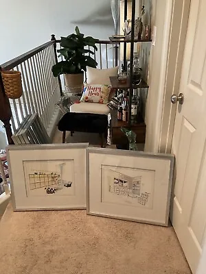 21” X 24” Mid-Century Interior #2 And #3 Framed Prints Gatehouse. Orig $600/each • $250