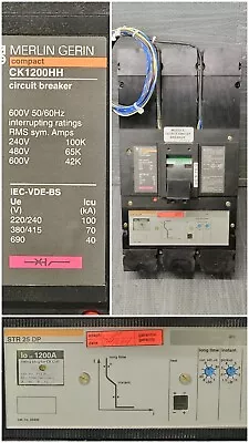 Merlin Gerin CK1200HH 1200A 600V 3-Pole Circuit Breaker. Great Condition! • $1949.99