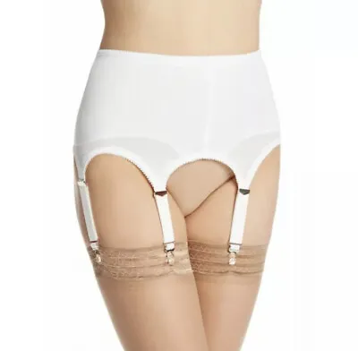 Crepe Suzette Garter 36/3XL Open 6 Strap White Garter Belt   • $16