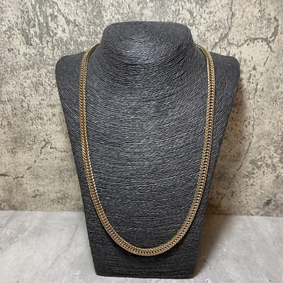 £9.99 • Buy RETRO Herringbone Link Necklace Antiqued Gold Tone Chain Statement 65cm Unisex