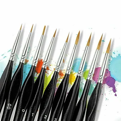 9X Miniature Paint Brush Set Professional Weasel Hair Fine Detail Art Nail Model • $7.55