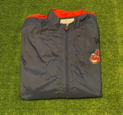 Vintage Cleveland Indians Jacket XXL Starter Adult 90s Chief Wahoo Wind Breaker • $49.99