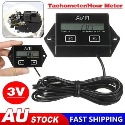 Waterproof Digital Engine Tachometer Hour Meter Inductive For Motorcycle AU • $17.89