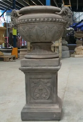 Single Rams Head On Sherwood Plinth Antique Stone Garden Pot Planter Patio Tub • £207.69