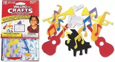 Music Velcro Crafts Shapes Display Hanger Wall Stickers W/ Clips Guitar Piano • $1.99