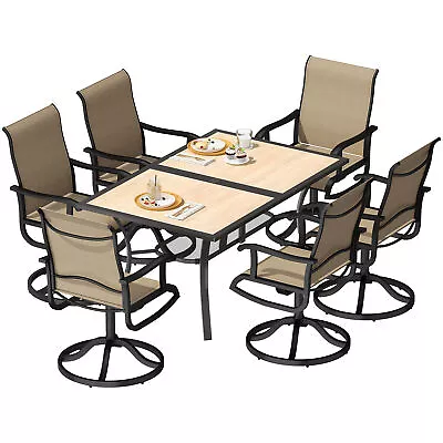 Patio Dining Table Set Of 7 Outdoor Furniture Swivel Chairs Lawn Garden Yard • $639.50