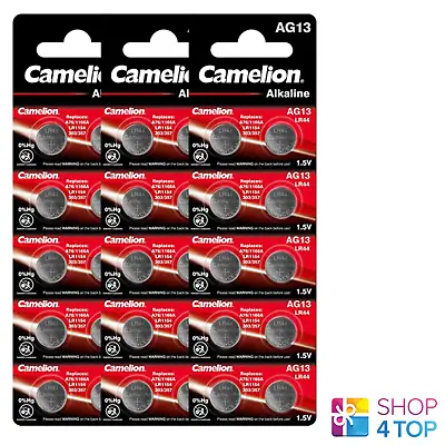 30 Camelion Alkaline Batteries L1154 LR44 AG13 1.5V No Mercury 10BL Exp 2025 New • $14.95