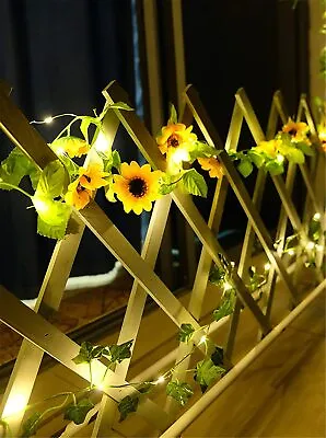 5M Sunflower Fairy String Lights Waterproof LED Artificial Flower Floral Garland • £6.99