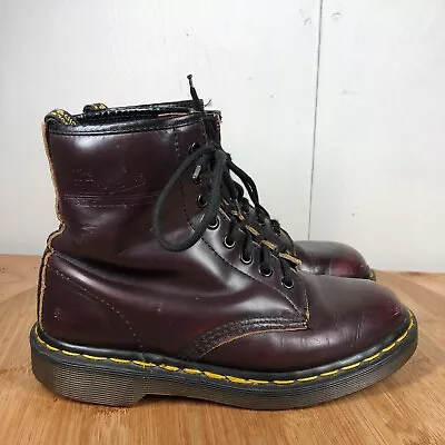Dr Doc Martens Boots Womens 6 US 8 Vintage England Red Purple Leather Classic • $99.97