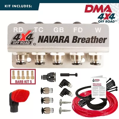 DMA Diff Breather  Kit 5P + Snorkel Sock Nissan Navara D22 D23 Np300 D40 Red • $79