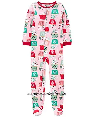 Christmas Cupcake One Piece Pajamas Girl Size 6-14 Blanket Sleeper Santa Carters • $28.95