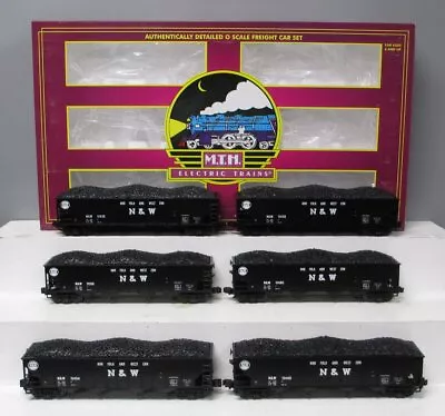 MTH 20-97062 O Gauge Norfolk & Western 4-Bay Hopper With Coal Load 6-Car Set LN • $222.38