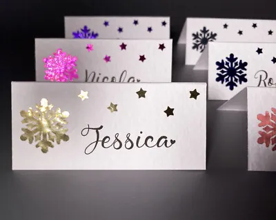 £4 • Buy 6x Personalised NAME Table Place CARDS Snowflake Christmas Wedding Setting Decor