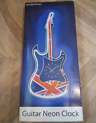 Gadget Shop Union Jack Neon Guitar Clock Britpop Man Cave Shed Retro Wave BNIB • £99.99