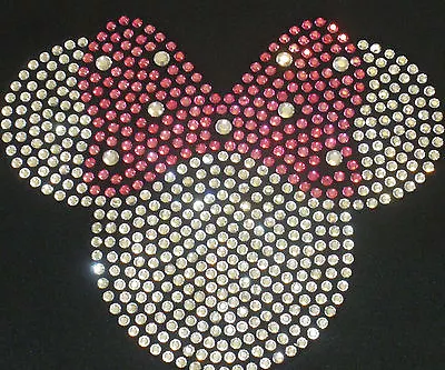 5  Clear/pink Minnie Mouse Iron On Disney Rhinestone Transfer Applique Decal • $10.50