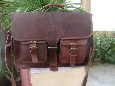 Leather Bag Rajesthani  Vintage Brown Messenger Shoulder Laptop  Briefcase • $55.45