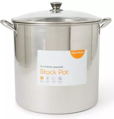 Large 19L Stockpot Soup Stew Pasta Cooking Pot Stainless Steel Cookware Kitchen • $47.99