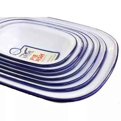 White & Blue Enamel Falcon Steak Pie Pudding Baking Oblong Bake Oven Dish Tin • £8.95