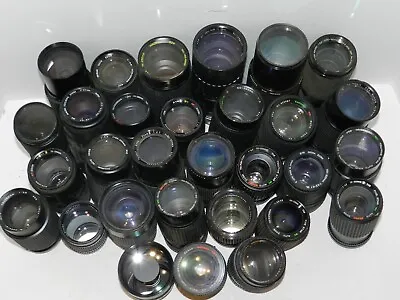 $199.91 • Buy Huge Vintage Lot Of 30 SLR Camera Lens Lenses Vivitar Tokina Soligor + More #1